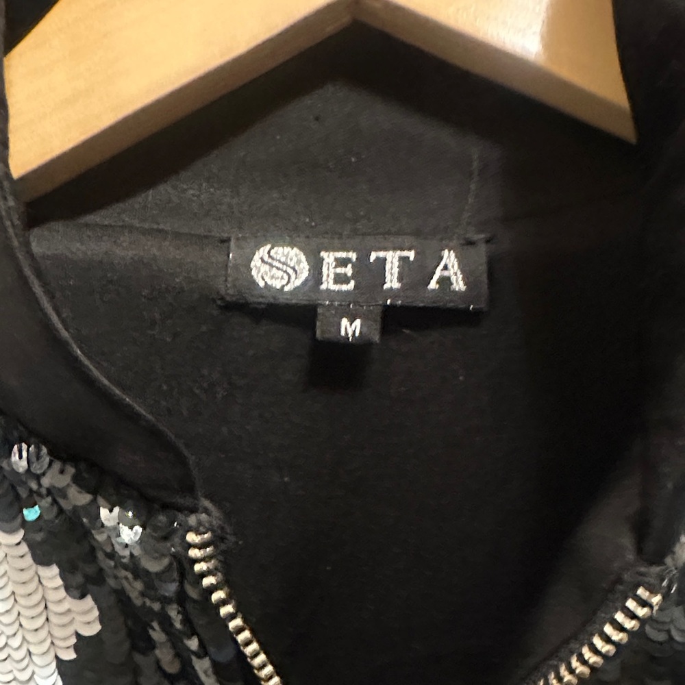 Eta Sequin Patterned Bomber Jacket - Black And Wh… - image 3